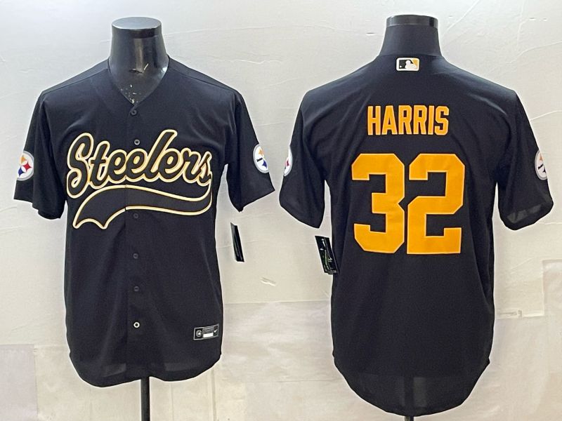 Men 2025 Pittsburgh Steelers #32 Harris black 3th generation Joint Name Nike Limited NFL Jersey style 01